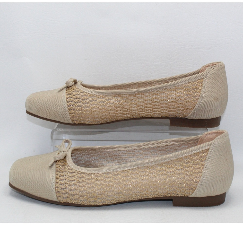 Cliffs by White Mountain Bodhi Beige Gold Woven Mesh Ballet Flats Womens 9W